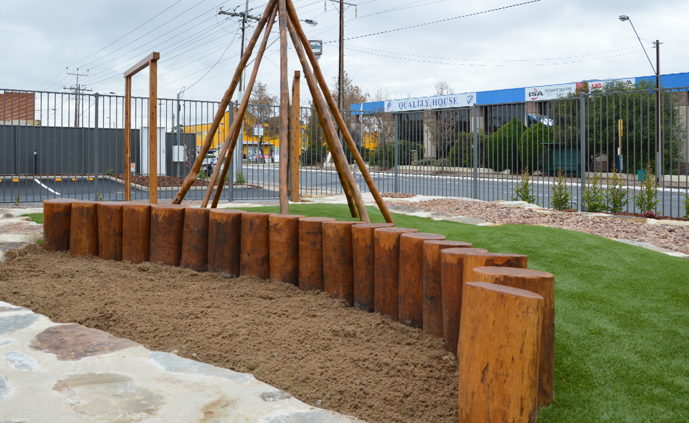 Child Care Centre Landscaping | Log Steps Child Care Centre Landscaping | Log Steps